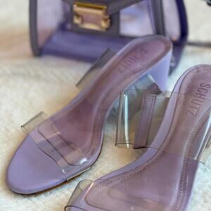 Schultz purple clear heel sandals glamour
